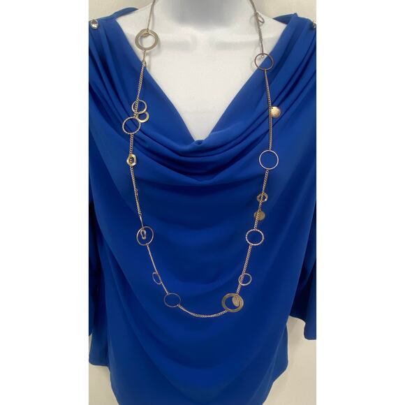 Jaclyn & Smith Royal Blue Dressy Top with Accent Necklace - Picture 4 of 7